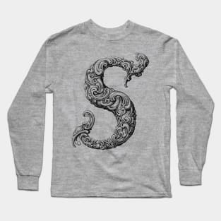 Vintage Initial Letter Lettering Alphabet S Long Sleeve T-Shirt